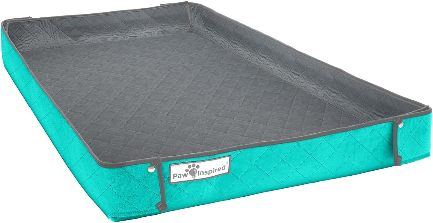 Paw Inspired Critter Box Washable Cage Liner, Reversible Fleece Bedding with Raised Sides for Guinea Pigs and Other Small Animals (C&C 2x3 (14" Grids), Gray/Green)