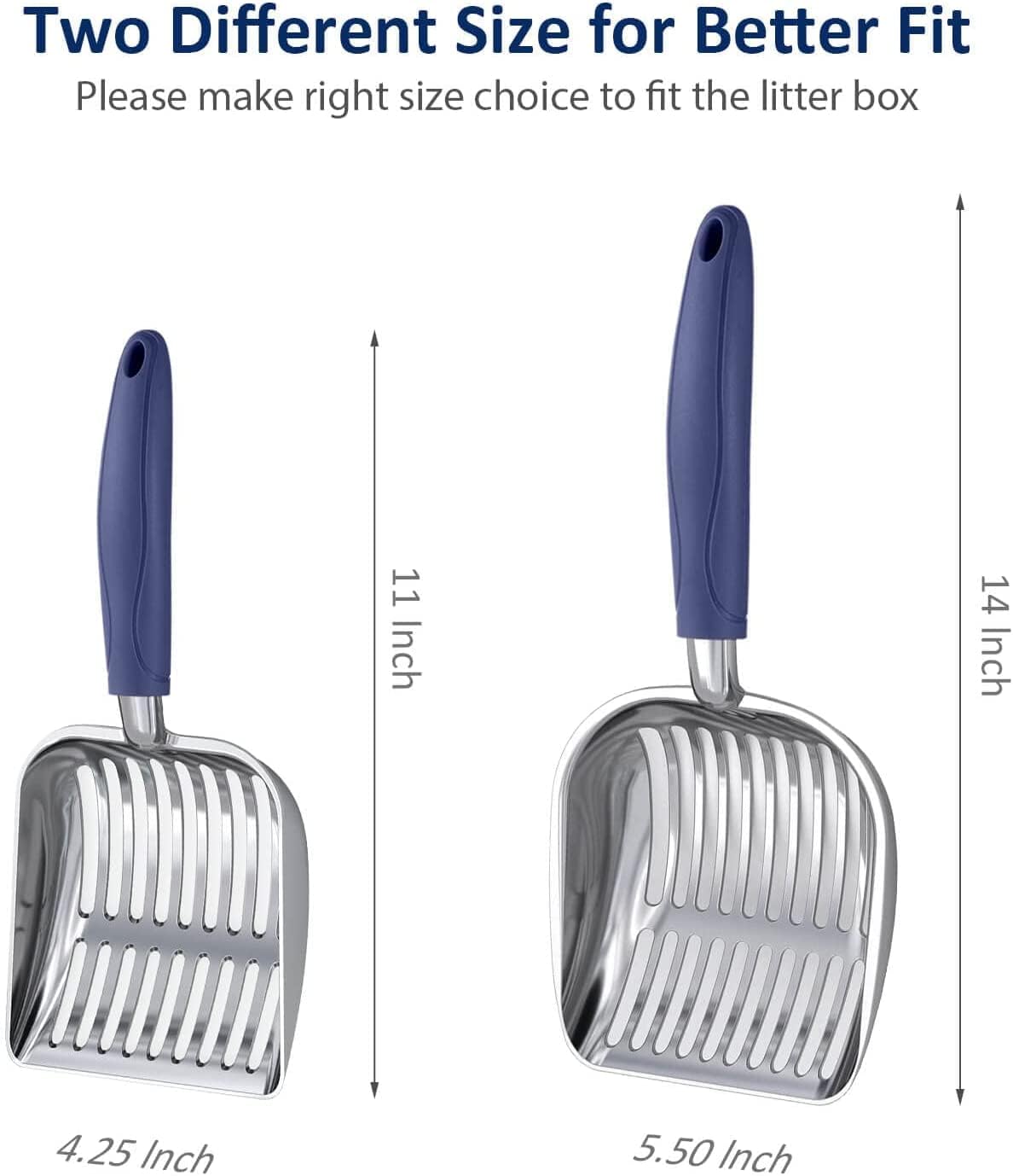 WePet Cat Litter Scoop, Aluminum Alloy Sifter, Kitty Metal Scooper, Deep Shovel, Long Handle, Poop Sifting, Kitten Pooper Lifter, Durable, Heavy Duty, for Litter Box