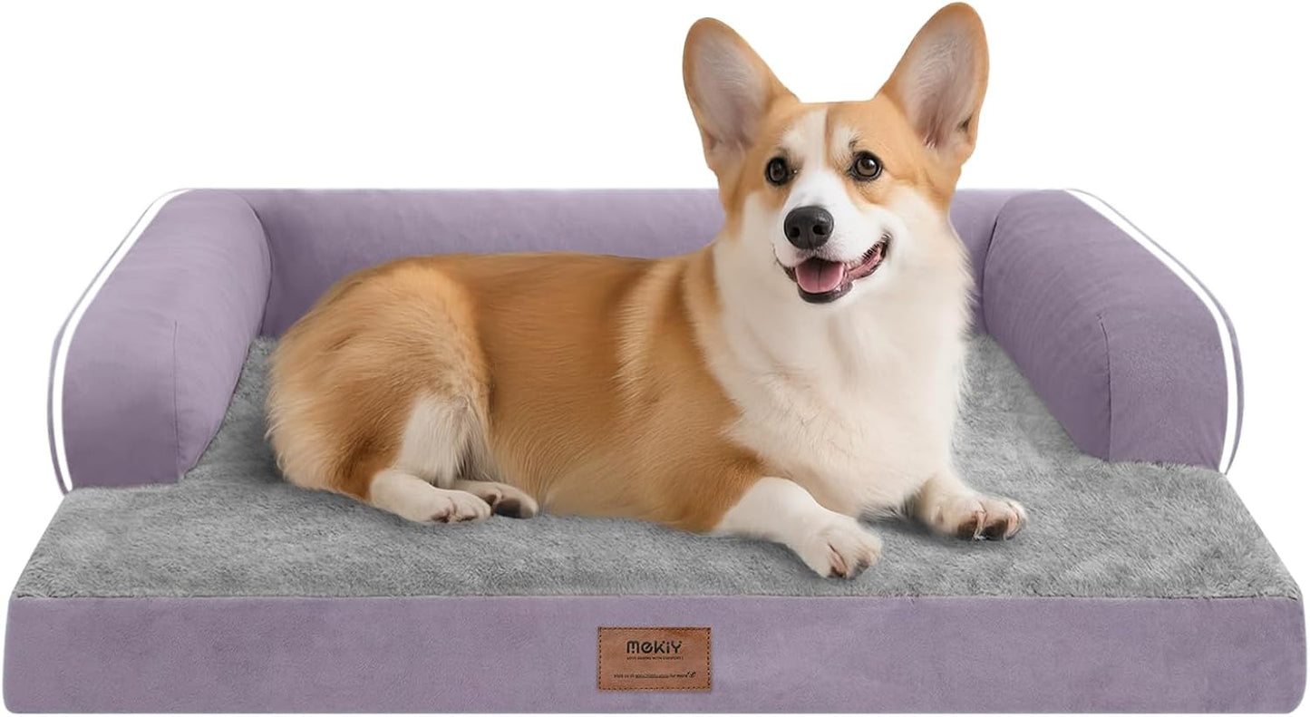 Dog Bed Medium Size Dog-Orthopedic Waterproof Bed for Dogs,Foam Couch Sofa with Washable Removable Cover & Non-Slip Bottom-Purple