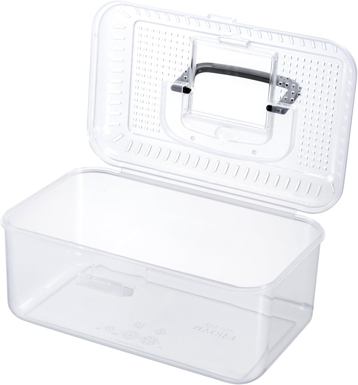 MyGift 9.5 x 6 Inch Clear Portable Insect Reptile Terrarium Tank with Black Carrying Handle, Transparent Travel Carrier for Insects Arachnids Amphibians Small Reptiles