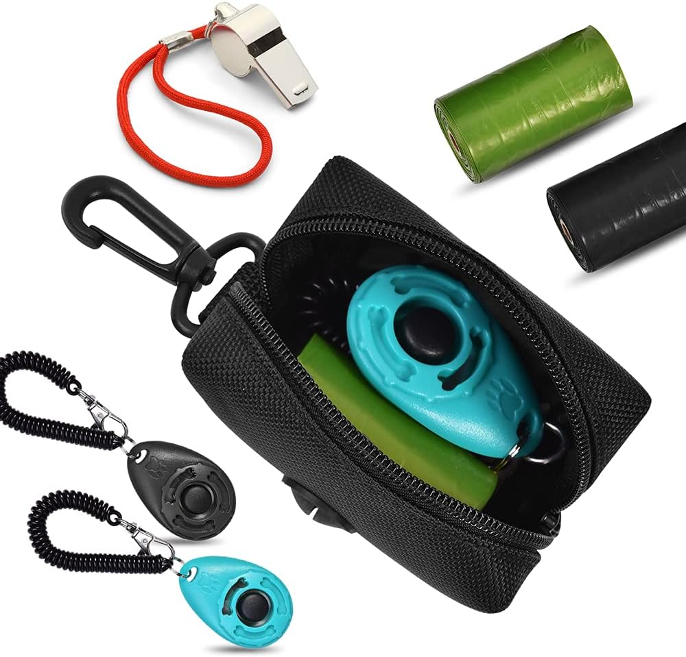 Dog Waste Bag Dispenser Pet Poop Bags Holder for Doggie Waste Bags Dispensers Soft Fabric Zipper Small Doggy Puppy Pouch for Leash Accessory Attachment with Carrier,2PCS Purple&Black