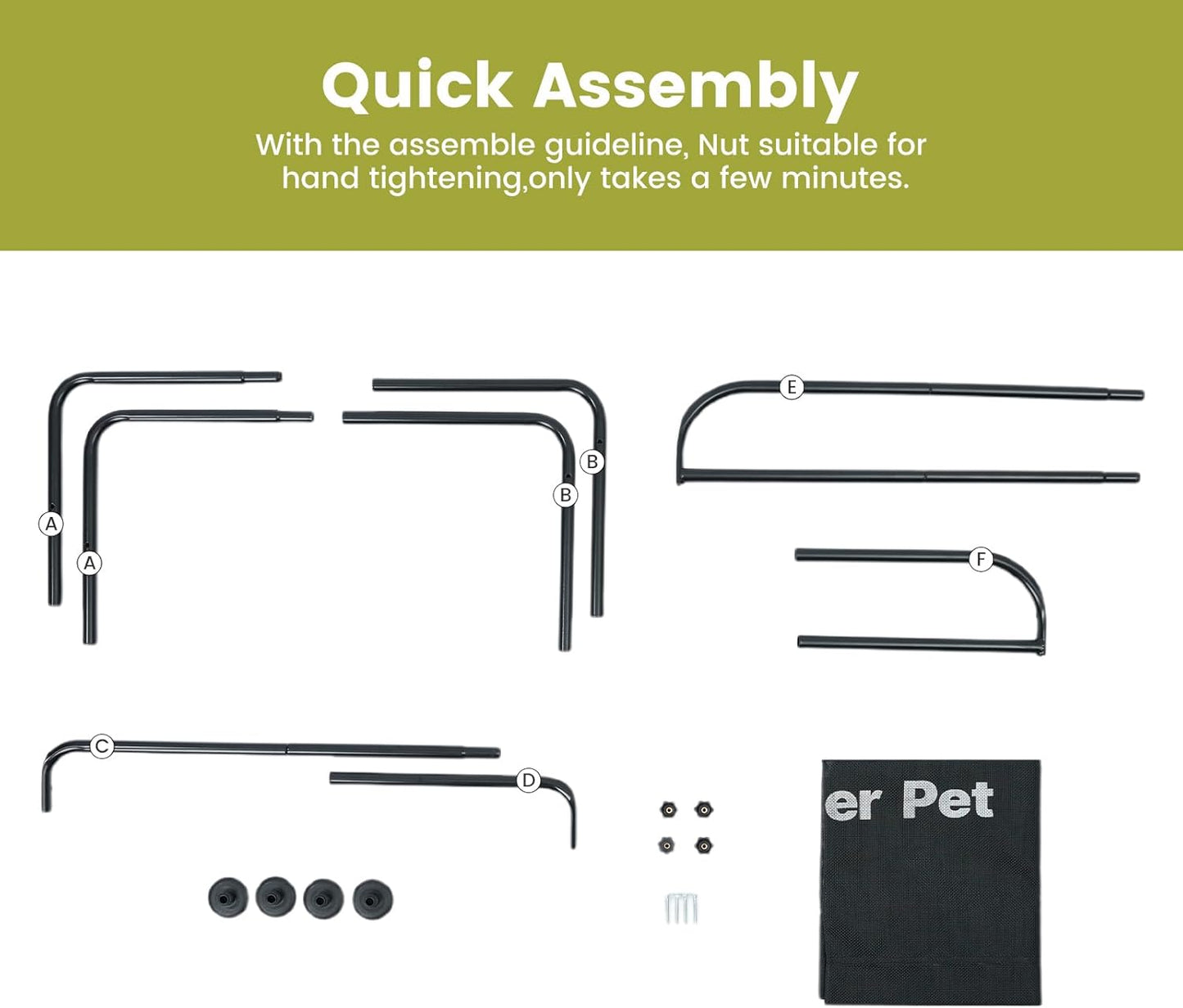 Gardner Pet Elevated Dog Bed Large Sized Dog, Outdoor Raised Bed Waterproof Portable Cooling Cot Pet Hammock Bed with 3-Sided Guardrail, Breathable Mesh, Black, 49 Inches