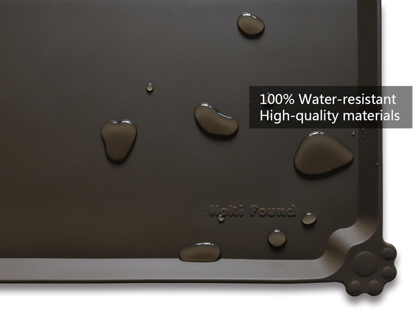 Hoki Found Large Silicone Pet Food Mats Tray - Non Slip Pet Dog Cat Bowl Mats Placemat - Dog Pet Cat Feeding Mat - Waterproof Dog Cat Food Mats -Pet Water Mats for Floors - Coffee