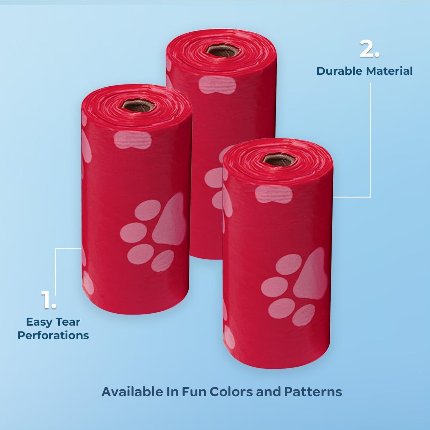 Best Pet Supplies Dog Poop Bags (150 Bags) for Waste Refuse Cleanup, Doggy Roll Replacements for Outdoor Puppy Walking and Travel, Leak Proof and Tear Resistant, Thick Plastic - Red