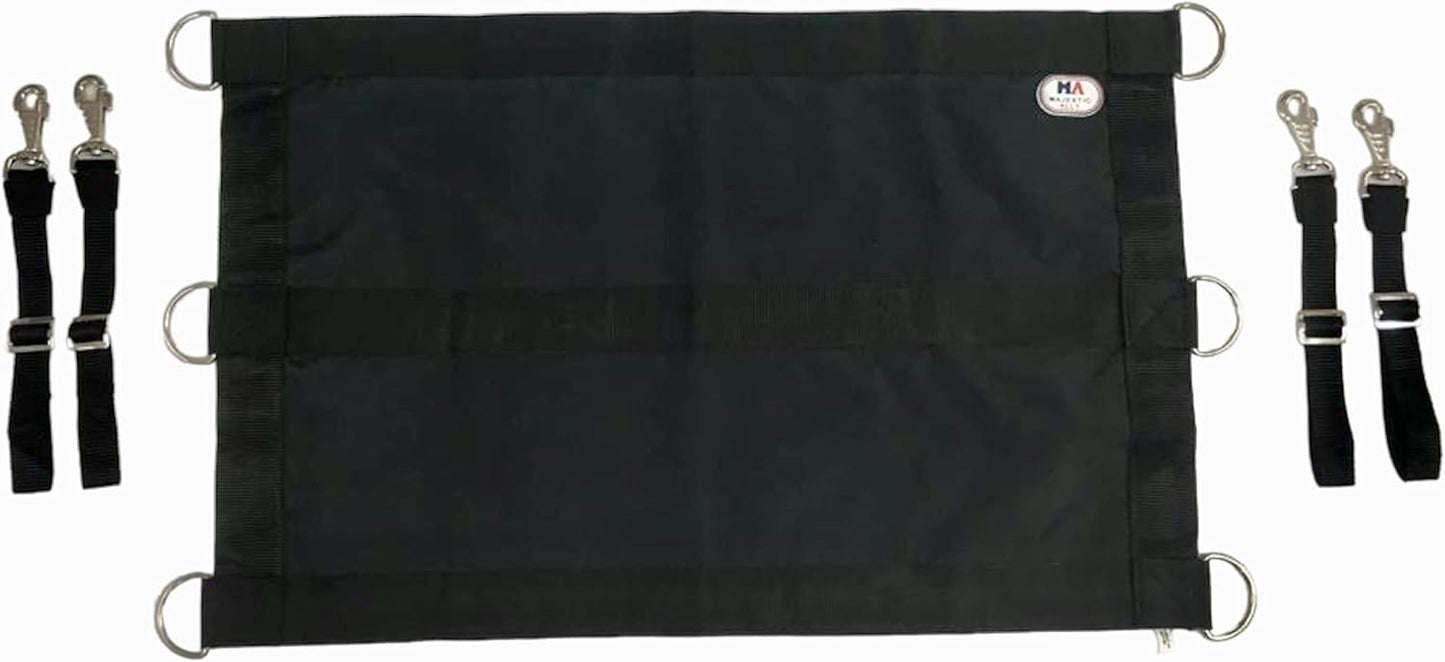 Majestic Ally 1200D 29"x19" Horse Stall Guard with Replaceable and Adjustable Length Straps and Replaceable Hardware (Black Black)