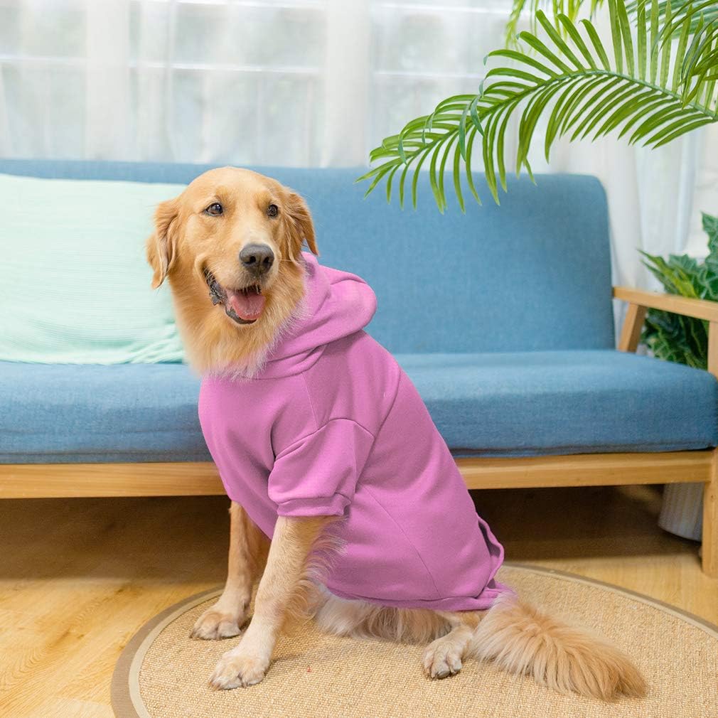 KOOLTAIL Basic Dog Hoodie - Soft and Warm Dog Hoodie Sweater with Leash Hole and Pocket, Dog Winter Coat, Cold Weather Clothes Sweatshirt for Small Medium Large Dogs Puppy Cat Boys Girls Pink XXL