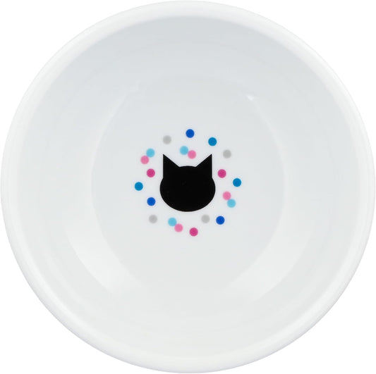 Necoichi Elevated Cat Food Bowl Prevent Neck & Whisker Fatigue, Dishwasher and Microwave Safe, No.1 Seller in Japan! (Colorful Dots, Large)