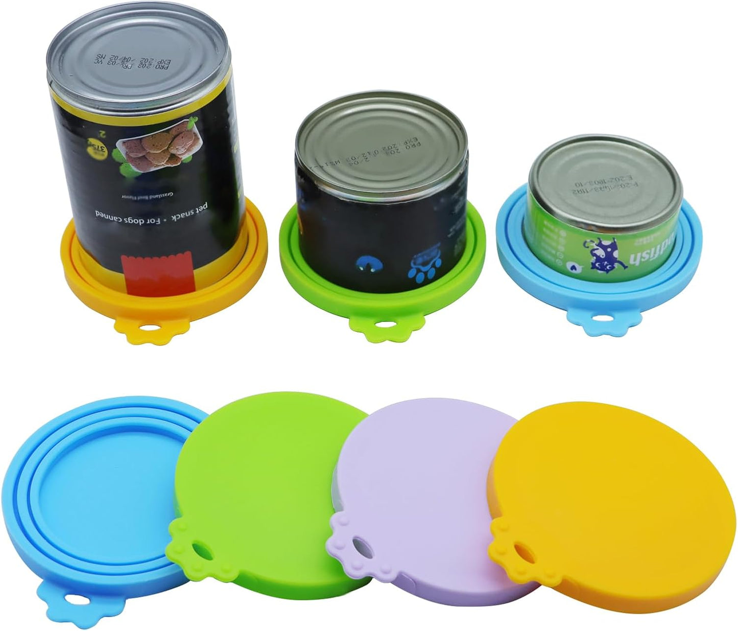 Food Can Covers/4 Pack/Universal BPA Free Silicone Dog Cat Food Can Lids for Dog and Cat Food/Fits All Standard Size Dog and Cat Can Tops for Pet Food Storage(Mix Color2)