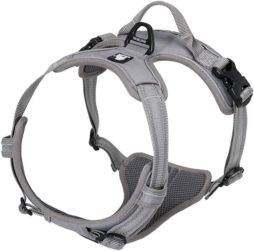 TRUE LOVE Adjustable No-Pull Dog Harness Reflective Pup Vest Harnesses Comfortable Control Brilliant Colors Truelove TLH5651(Gray,L)