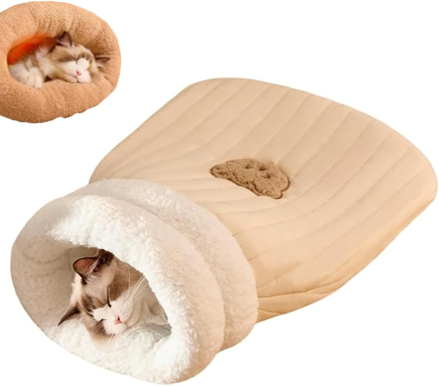 Cat Sleeping Bag for Indoor Cats,Sleeping Bag for Cats,Cozy Cat Winter Sleeping Bag,Warm Cat Sleeping Bag,Soft Fluffy Washable Cat Bed Cave,Cat Blankets for Indoor Cats (H)