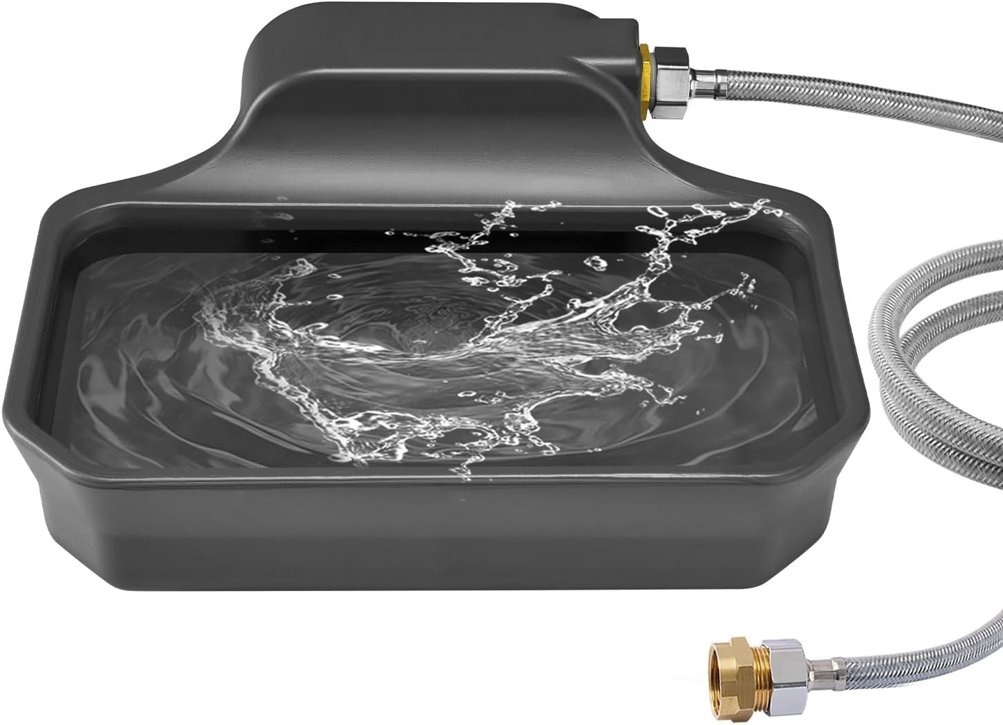 Automatic Water Dispenser for Dogs 1 Gallon, Large Dog Water Bowl Dispenser for Outdoor, Pet Water Bowl Feeder for Livestock, Dog Waterer for 3/4" Faucet, Easy to Install, Large Drinking Area, Gray