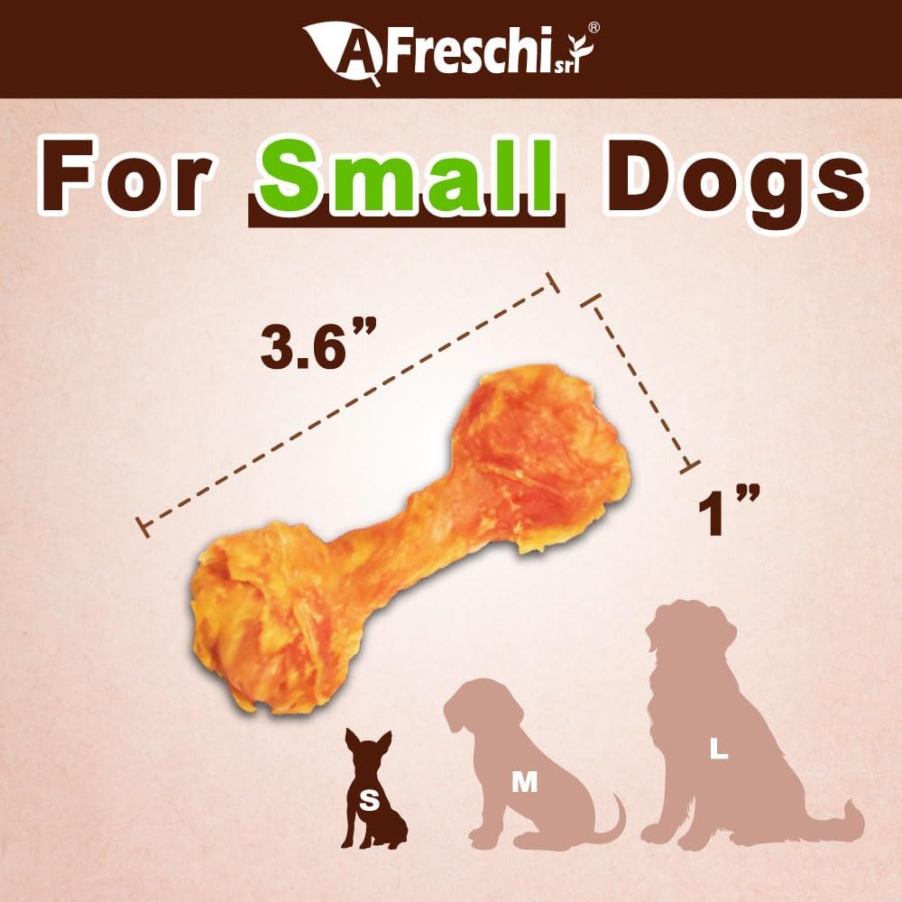 Afreschi Natural Turkey Tendon Bone (S) Pack of 4, Dog Treats for Signature Series, All Natural Human Grade Puppy Chew, USA-Sourced Turkey Tendon, Hypoallergenic, Rawhide Alternative