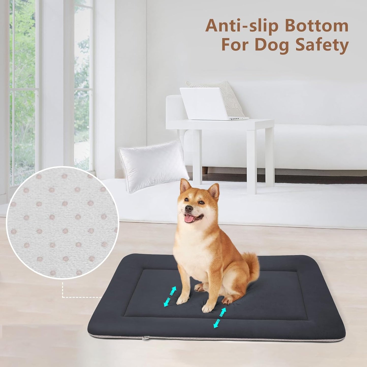 Magic Dog Bed - Soft Crate Pad Mat for Medium/Large Dogs, 36 Inch Machine Washable Kennel Pad with Non-Slip Bottom, Dark Gray