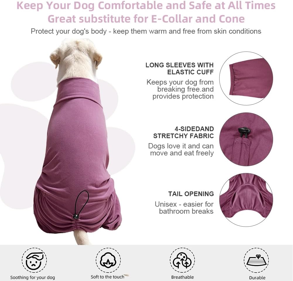 Dog Pyjamas PJS Sweater Clothes and Home Clothing Suitable for Medium to Large Breeds of Dogs, Dog Neutering Suits, Extra-Large Stretch Fabric, Four-Legged Clothes(Thickened Red, 5XL)