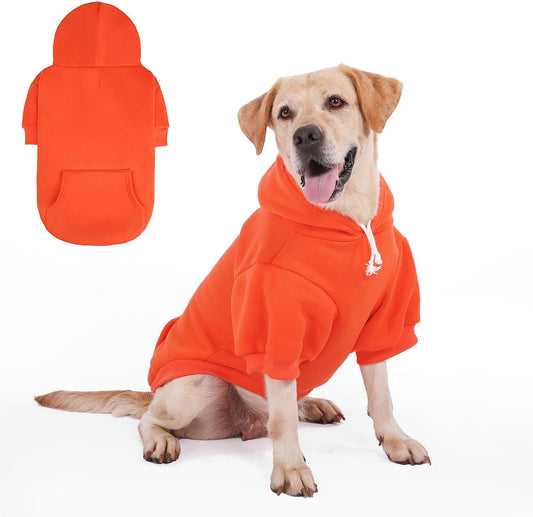 KOOLTAIL Basic Fall Dog Hoodie - Soft & Warm Dog Hoodie Sweater with Leash Hole and Pocket, Pet Winter Coat, Cold Weather Clothes Sweatshirt for Small Medium Large Dogs Puppy Cat Boys Girls,Orange XXL