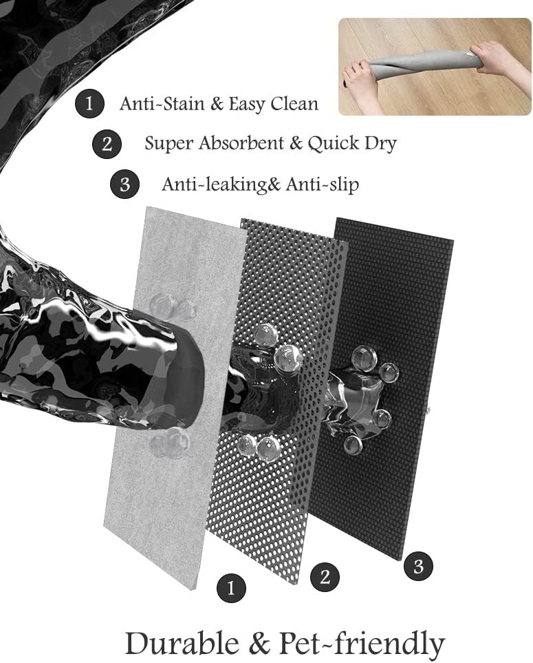 Pet Feeding Mat-Absorbent Dog Mat for Food and Water Bowl-No Stains Quick Dry Water Dispenser Mat-Dog Accessories Pet Supplies-Bowl for Messy Drinkers（LIGHTGREY,16"x24"