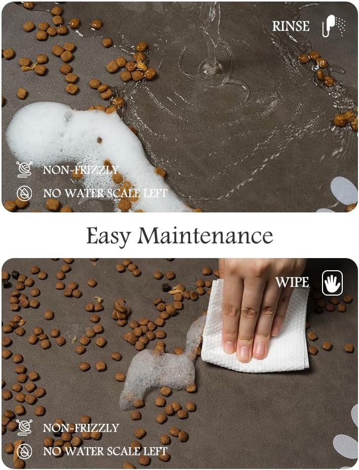 Pet Feeding Mat-Absorbent Dog Mat for Food and Water Bowl-No Stains Quick Dry Water Dispenser Mat-Dog Accessories Pet Supplies-Bowl for Messy Drinkers（Brown,17"x34"