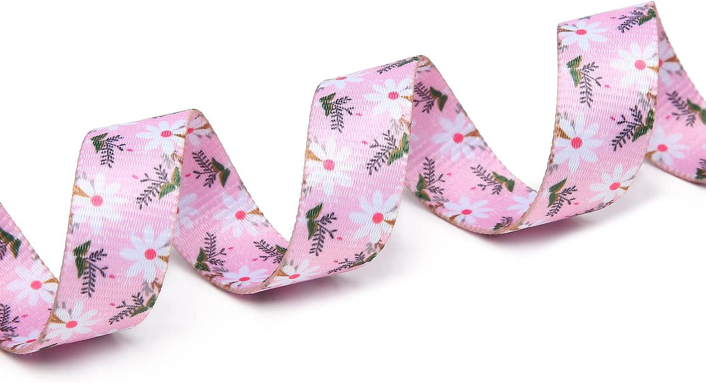 Mercano Adjustable Dog Collar - Special Design Patterns, Soft Nylon Comfortable Durable Pet Collar for Small Medium Large Dogs (S, Pink White Flower)