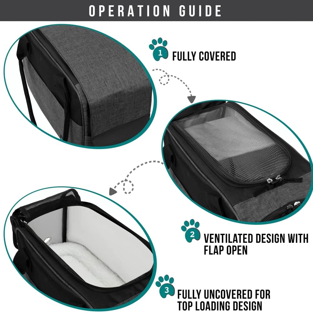 PetAmi Dog Purse Carrier for Small Dogs, Airline Approved Soft Sided Pet Carrier with Pockets, Ventilated Dog Carrying Bag for Puppy Cat, Dog Travel Supplies Bag, Sherpa Bed, Max 12 lbs, Dark Gray