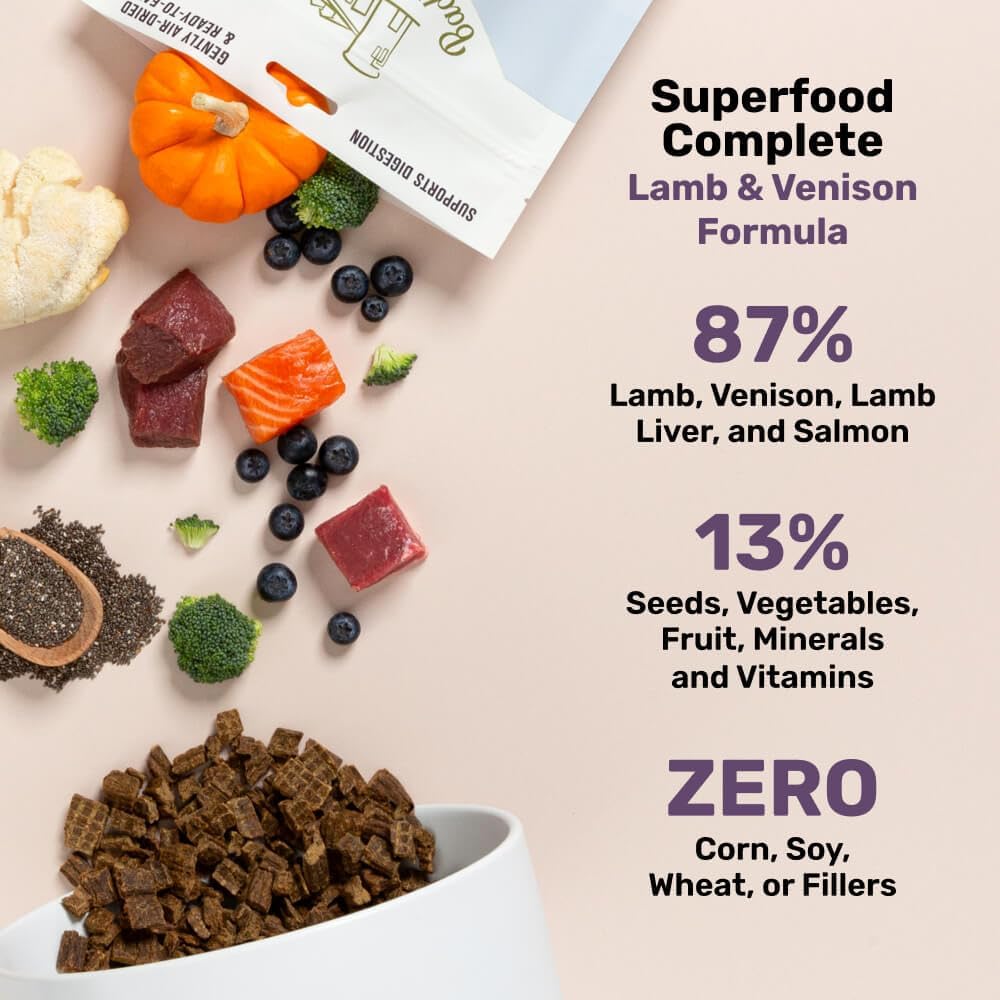 BADLANDS RANCH by Katherine Heigl- Superfood Complete, Air-Dried Adult Dog Food - High Protein, Zero Fillers, Superfood Nutrition (64 Ounce (Pack of 2), Lamb & Venison)