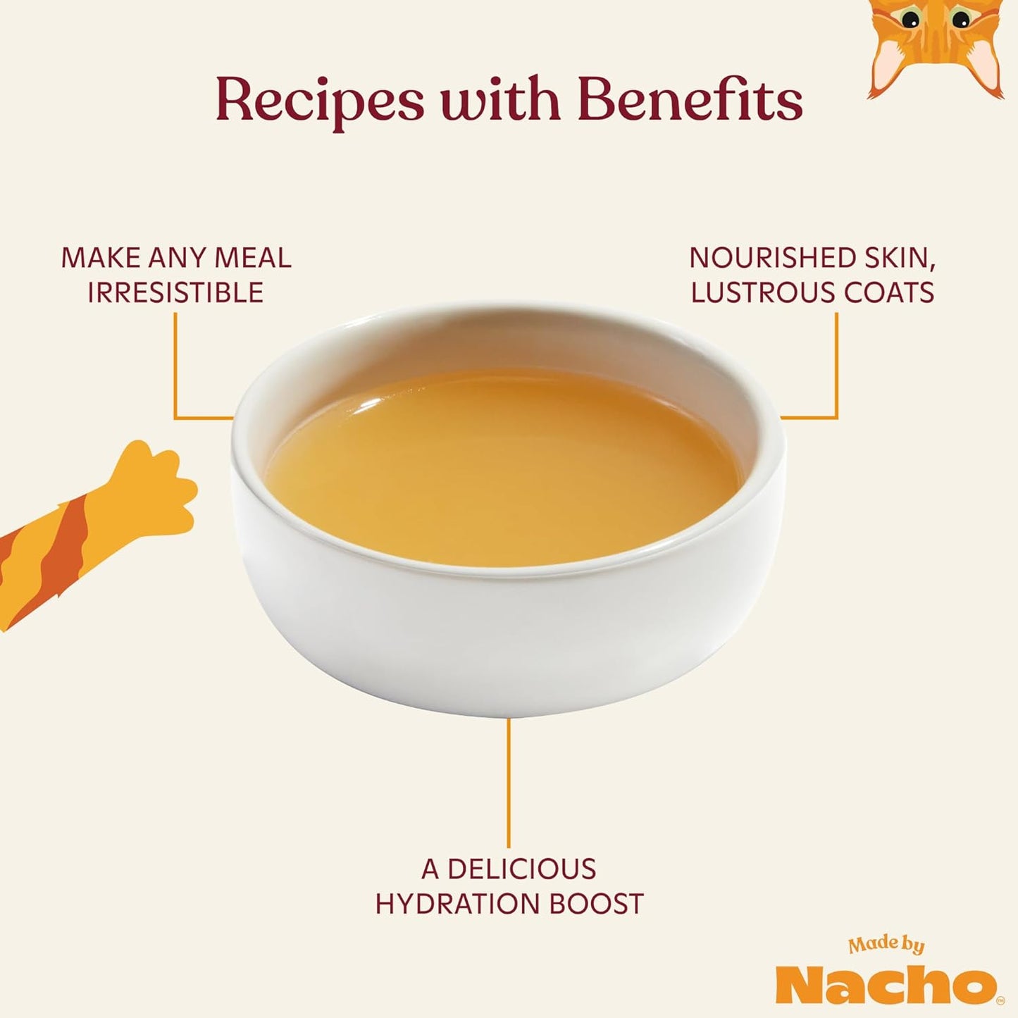 Made by Nacho Bone Broth Cat Food Topper for Hydration and Picky Eaters - Add Protein and Flavor to Your Dry Cat Food – Supports Optimal Nutrition, Digestion, Skin & Coat 11 oz. (Pack of 4), Turkey