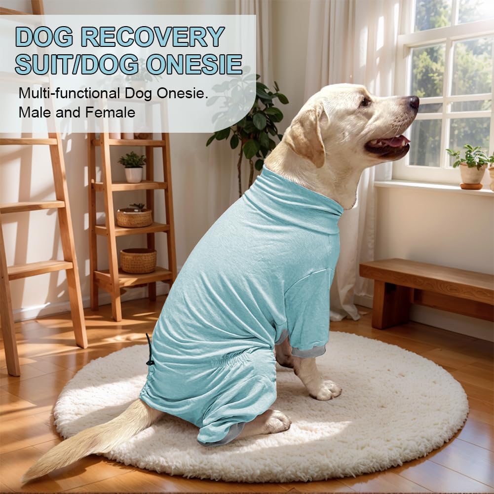 Dog Pyjamas PJS Sweater Clothes and Home Clothing Suitable for Large to Giant Breeds of Dogs, Dog Surgery Recovery Suit, Extra-Large Stretch Fabric, Four-Legged Clothes (Thin Blue, 6XL)