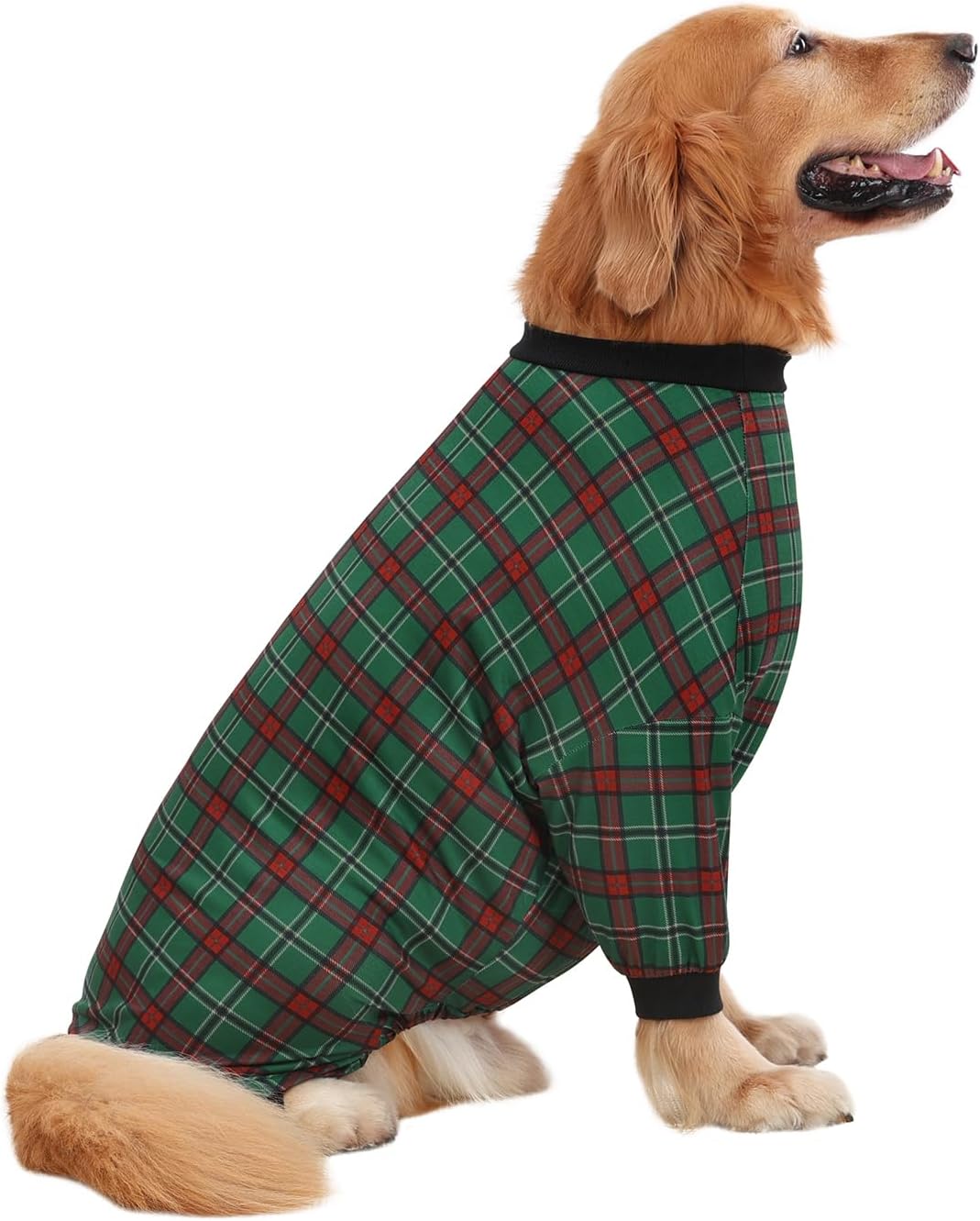 HDE Dog Pajamas One Piece Jammies Jumpsuit Pet Clothes Outfit Stretchy Lightweight Comfy Shirt Pjs for M-3XL Dogs Holiday Plaid - XL