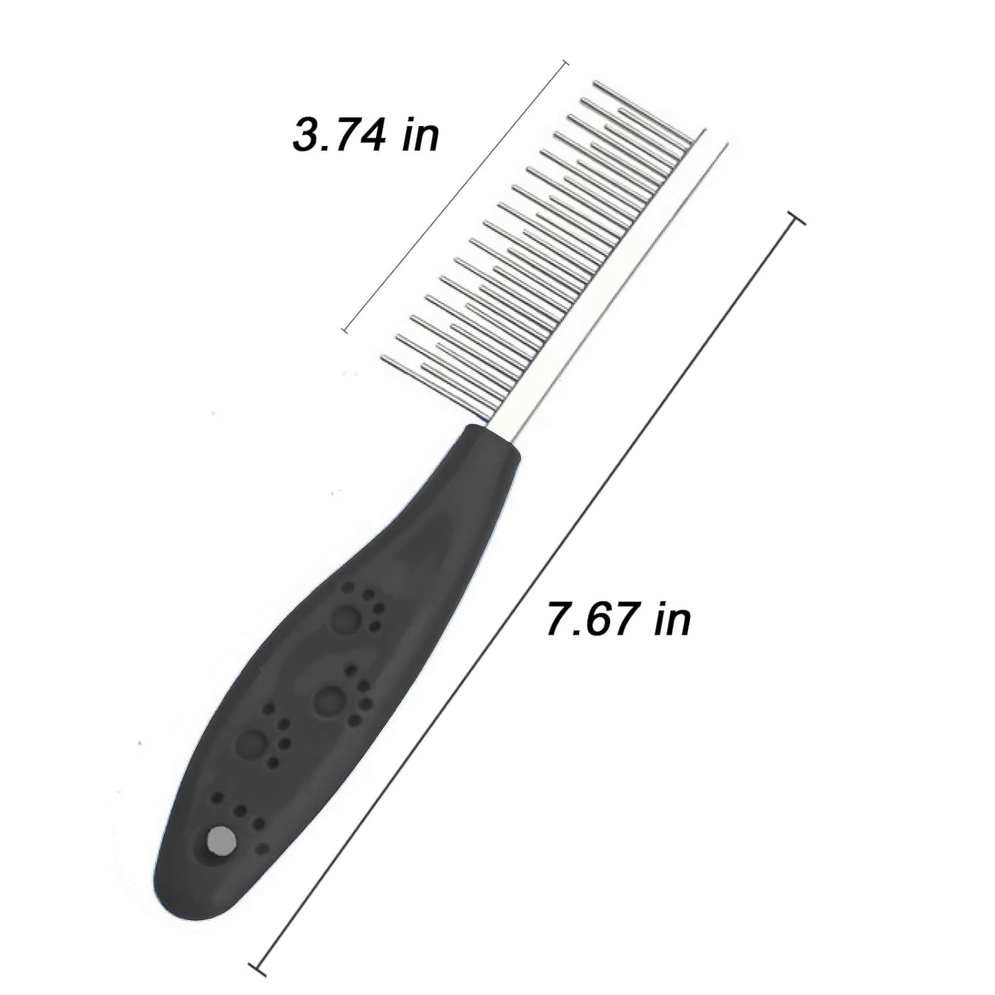 Dog or Cat Comb Grooming with Short and Long Teeth Dematting Knots Tangles Remover Combs Detangler Tool Suitable for Dogs Cats Poodle HorseStainless Steel Pin (Black)
