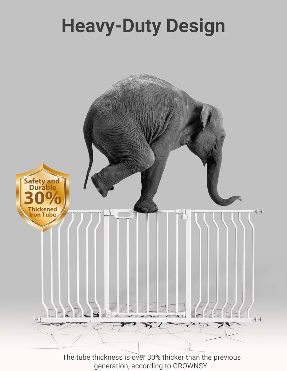 Mom's Choice GROWNSY Baby Gate, 57"-62" Auto-Close Dog Gate for Stairs & Doorways, Pressure-Mounted Easy Install Baby Gate - No Drill, Walk Through, Safe & Durable