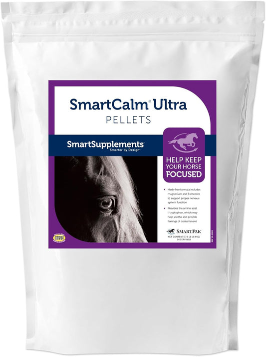 SmartCalm Ultra Pellets | Calming Horse Supplements | with No Added Herbs or Sugar | Equine Supplement | Helps Minimize Excessive Skittishness | 56 Servings | 7.5 lb Bag
