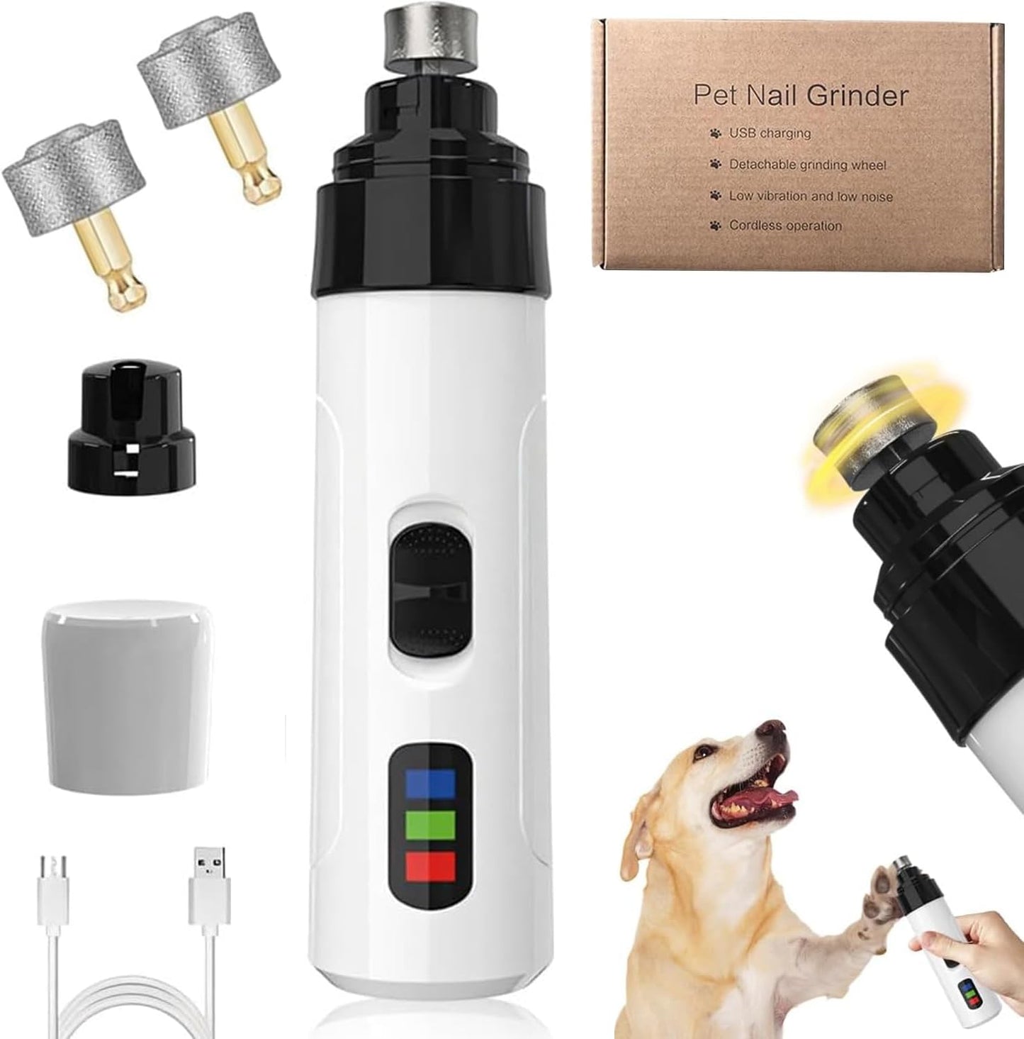 Silent Groom Pro Nail Grinder, 2025 New Electric Dog Nail Trimmer, Pet Nail Grinder for Dogs Cats, Rechargeable Dog Nail Clippers, Pet Paws Grooming & Smoothing Tool