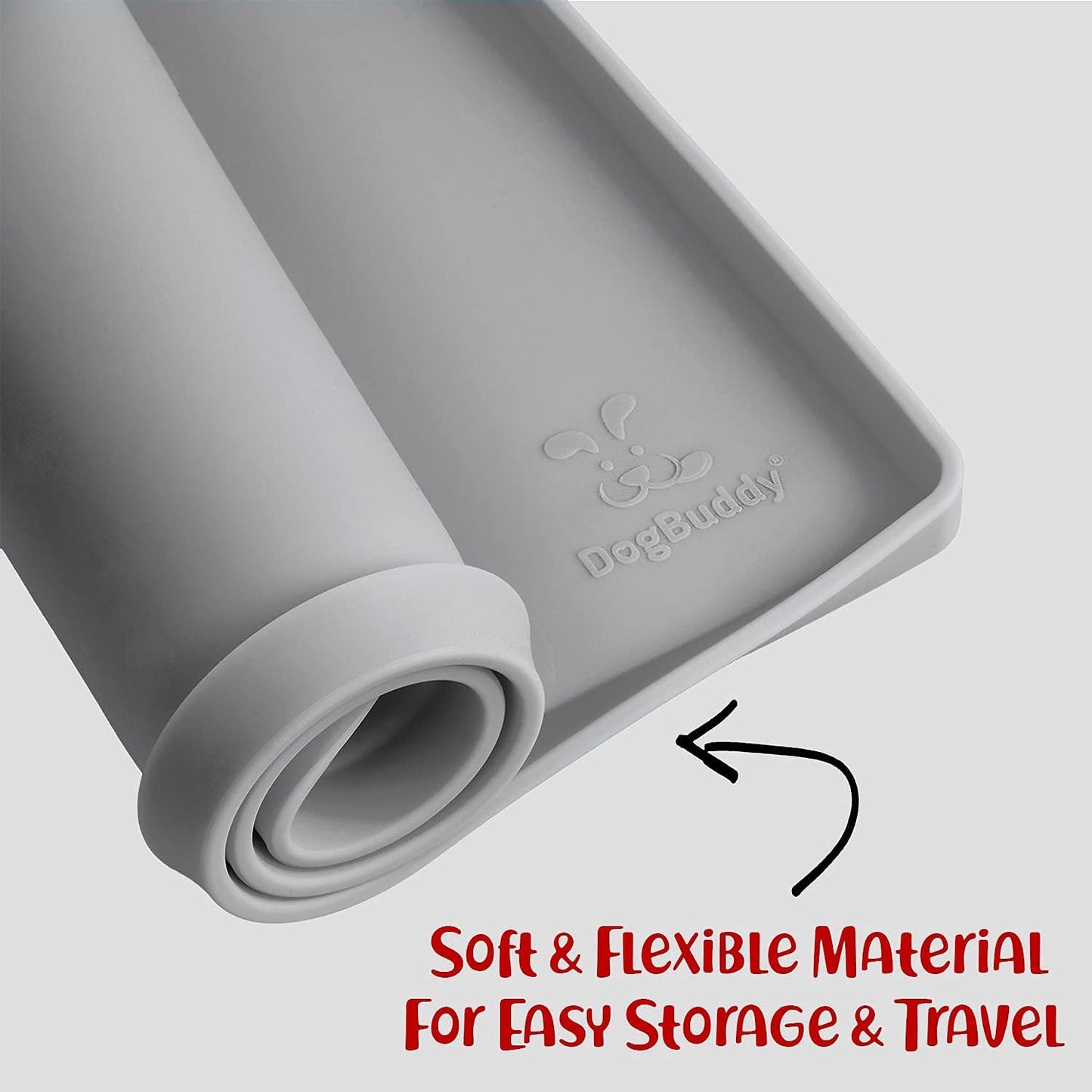 DogBuddy Dog Food Mat – Waterproof Dog Bowl Mat for Food and Water, Silicone Pet Feeding Mats for Floors, Non-Slip Placemat with High Edges for Dogs Bowls, Puppy Essentials (Small: 19"x12", Mist)