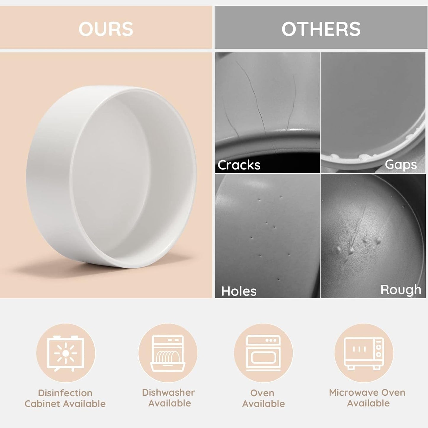 SPUNKYJUNKY Ceramic Dog and Cat Bowl Set with Wooden Stand, Modern Cute Weighted Food Water Set for Large Size Dogs (7.6 Cups, 2 × White)