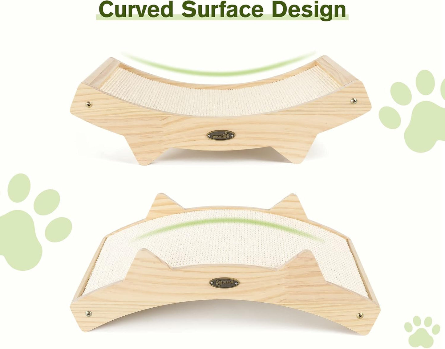 Cat Scratchers for Indoor Cats, Double-Sided Cat Scratcher with Natural Sisal, Scratch Pad for Scratcher Lounge, Durable Solid Wooden Structure