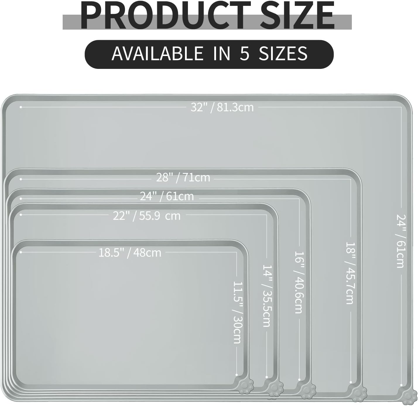 Waterproof Pet Feeding Mat with High Raised Edges, Heavier and Thicker Placemats for Cat Dog Water Bowl with BPA Free, Dogs Cats Food Mats for Messy Drinkers to Prevent Spill and Protect Floors