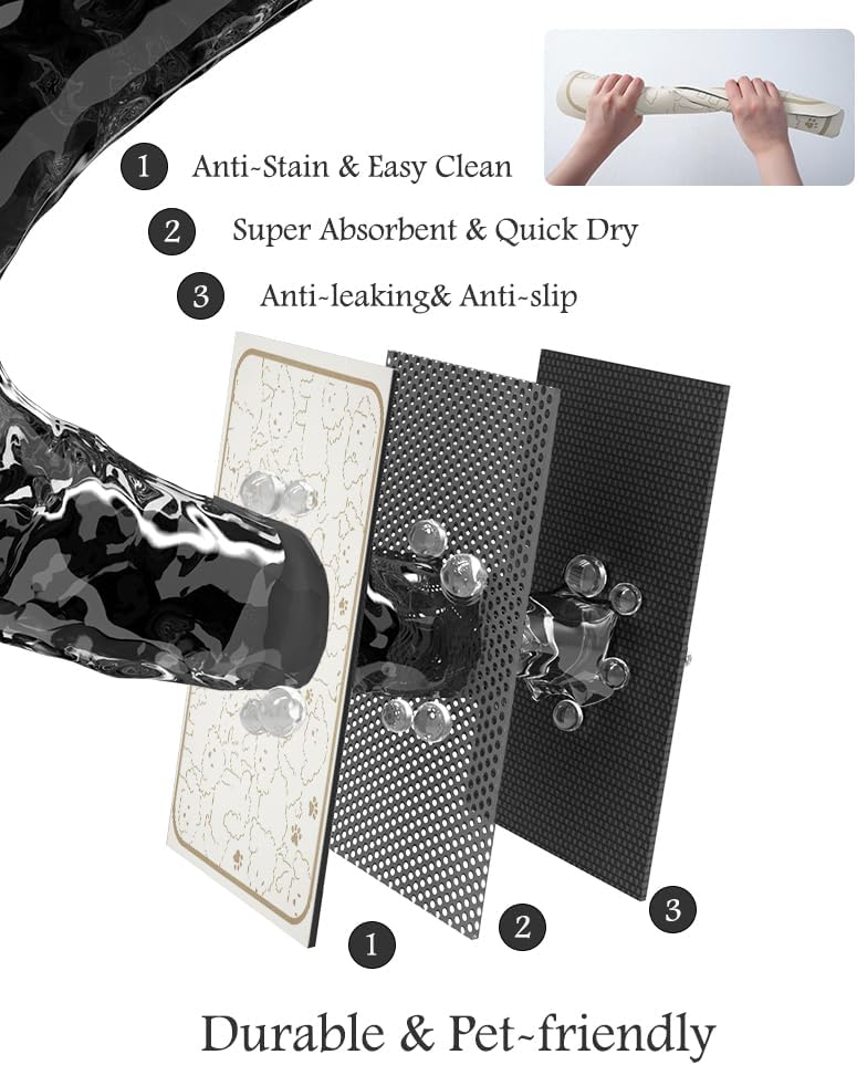 Pet Feeding Mat-Absorbent Dog Mat for Food and Water Bowl-No Stains Quick Dry Water Dispenser Mat-Dog Accessories Pet Supplies-Bowl for Messy Drinkers（FRAMEDOGS,16"x24"