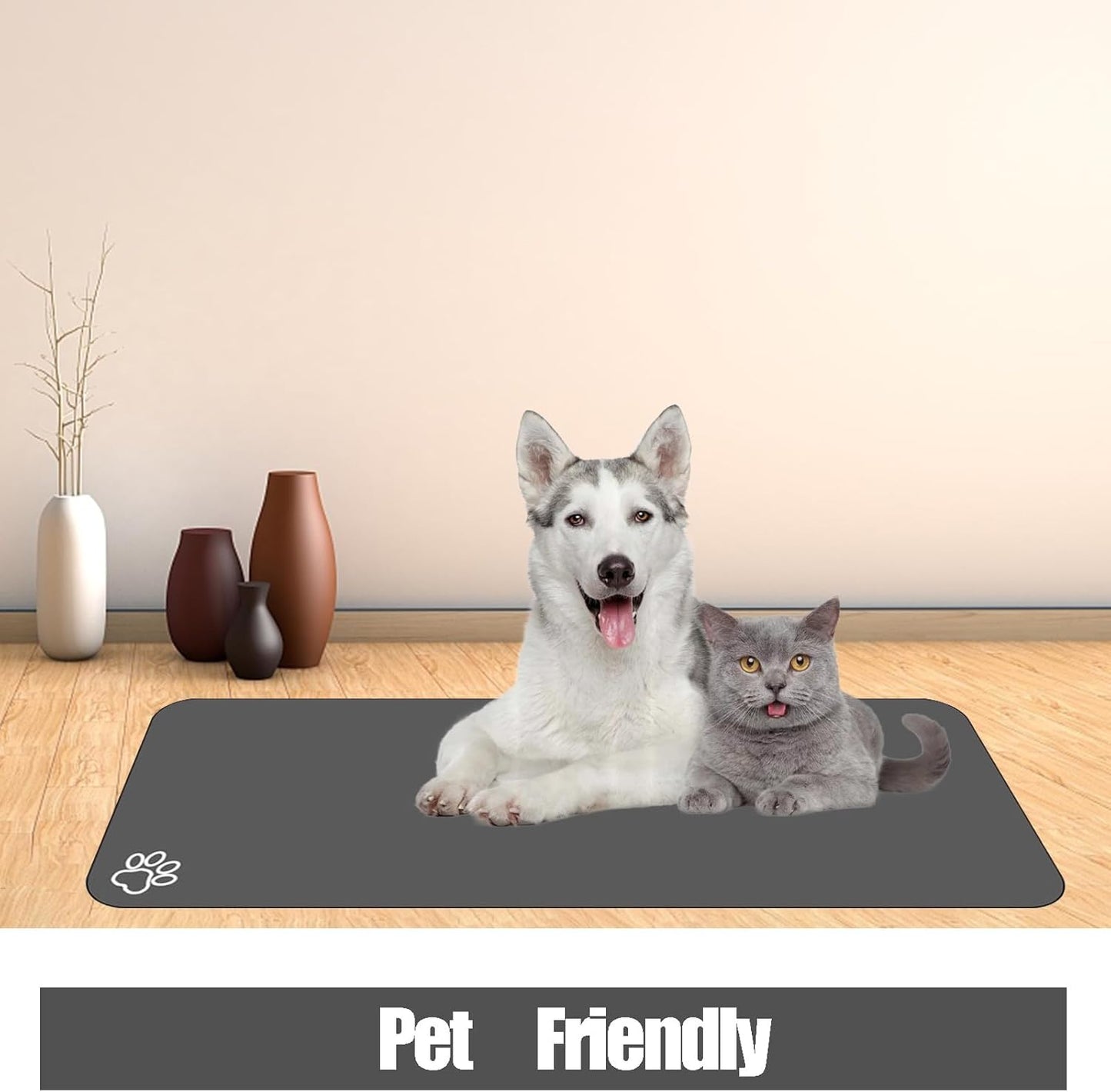 Large Pet Feeding Mat, Absorbent Quick Dry Dog Mat for Food and Water Bowl, Non Skid Cat Bowl Mat, No Stains Quick Dry for Pet Water Dispenser Pet Supplies for Messy Drinkers