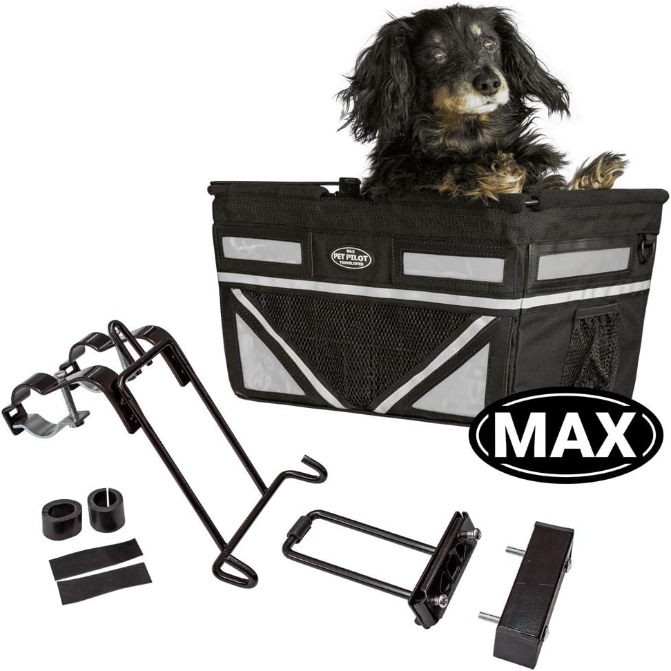 TRAVELIN K9 Pet-Pilot MAX Dog Bicycle Basket Carrier | 8 Color Options for Your Bike (Silver/Grey)