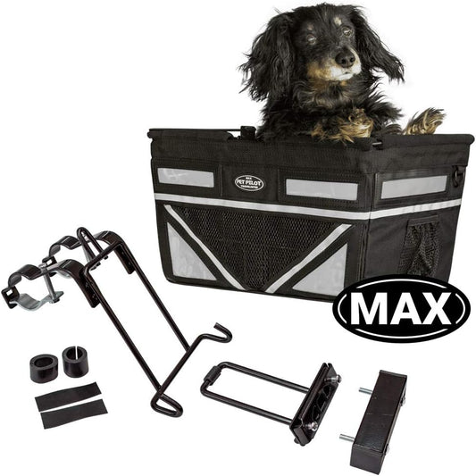 TRAVELIN K9 Pet-Pilot MAX Dog Bicycle Basket Carrier | 8 Color Options for Your Bike (Silver/Grey)