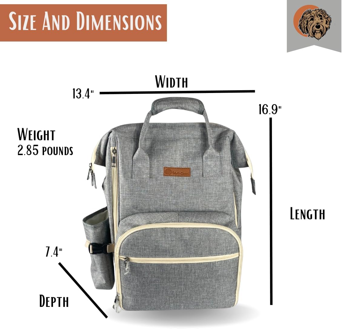 Tito's Closet Dog Travel Bag Includes Dog Travel Accessories 2-Pack Dog Travel Bowl, 2 Dog Food Containers, Dog Treat Bag (Gray), DB2024