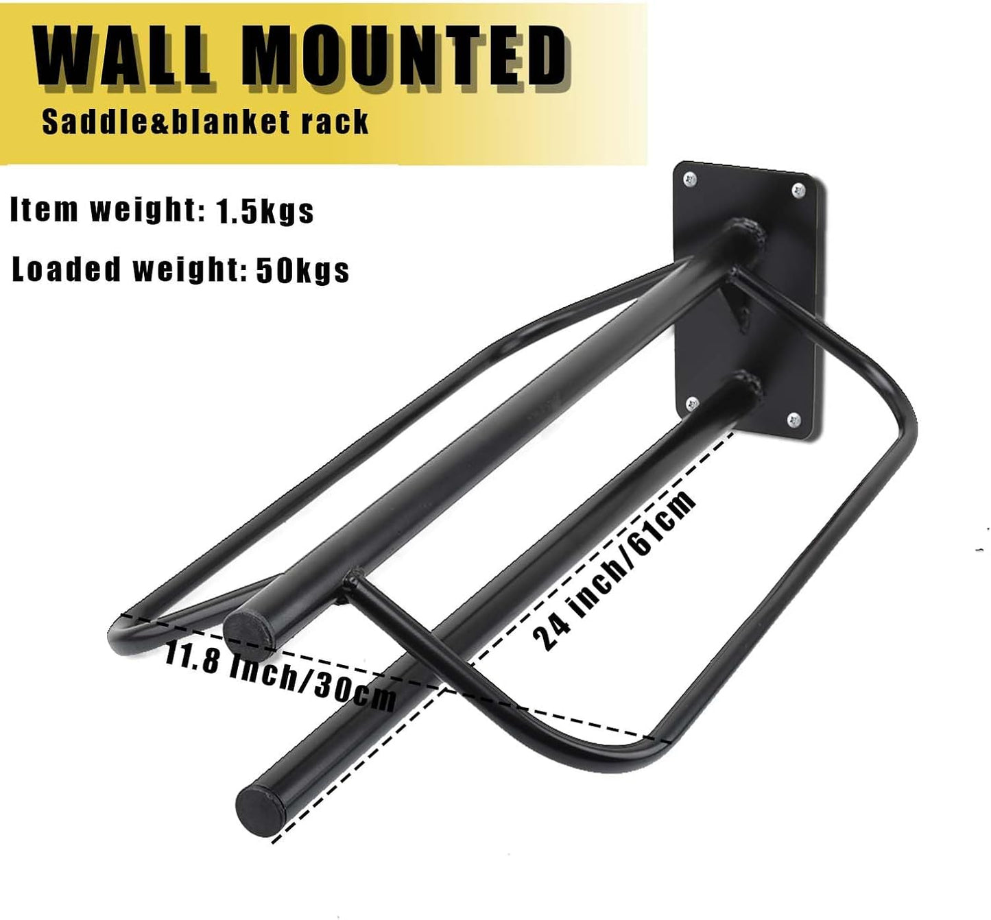 4 Pack Saddle Rack with Pad Bar,Heavy Duty Wall Mounted Saddle Stand Saddle Pad Rack for English Western Saddles Horses Blanket,Black