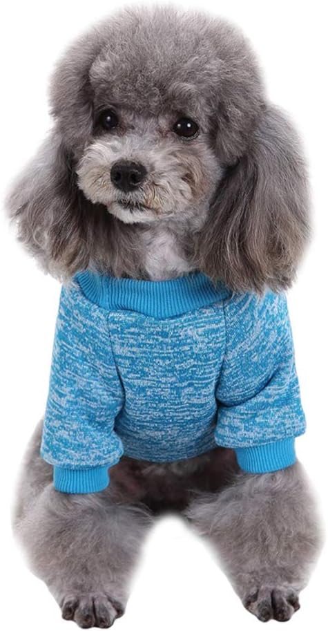 Jecikelon Dog Clothes Dogs Sweater Soft Puppies Clothing Winter Puppy Sweaters Warm Outfit for Dogs Small XXS XS Cat Apparel (Light Blue, S)