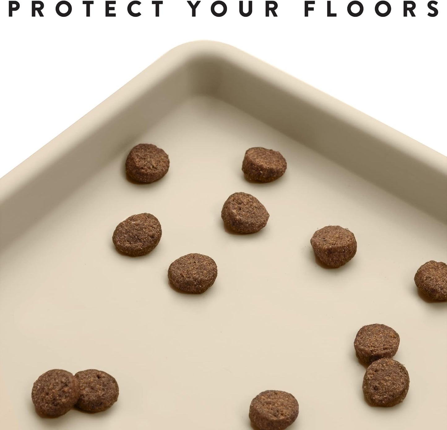 CatGuru Cat Food Mat, Small & Large Pet Feedingd Mat, 100% Waterproof Cat Mats for Food and Water, Silicone Mats for Pet Bowls, Non-Slip Placemat for Water Bowl or Fountain (Small, Sand)