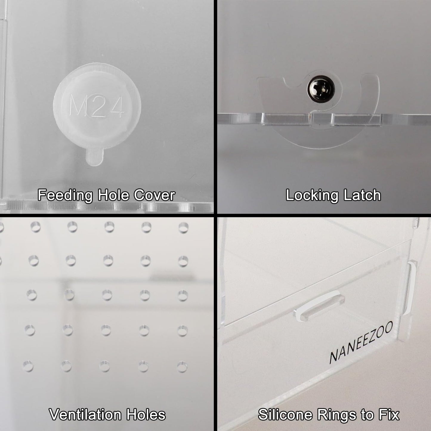 NANEEZOO Micro Habitat Terrariums with Locking Latch, 8x6x12 Inches Acrylic Reptile Tank with Water-tight Base, Arboreal Enclosure for Tarantula Jumping Spiders Small Tree Dwelling Reptiles (Arboreal)