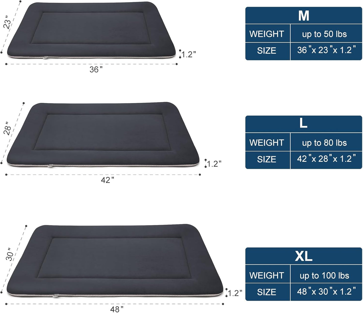 Magic Dog Bed - Soft Crate Pad Mat for Medium/Large Dogs, 36 Inch Machine Washable Kennel Pad with Non-Slip Bottom, Dark Gray