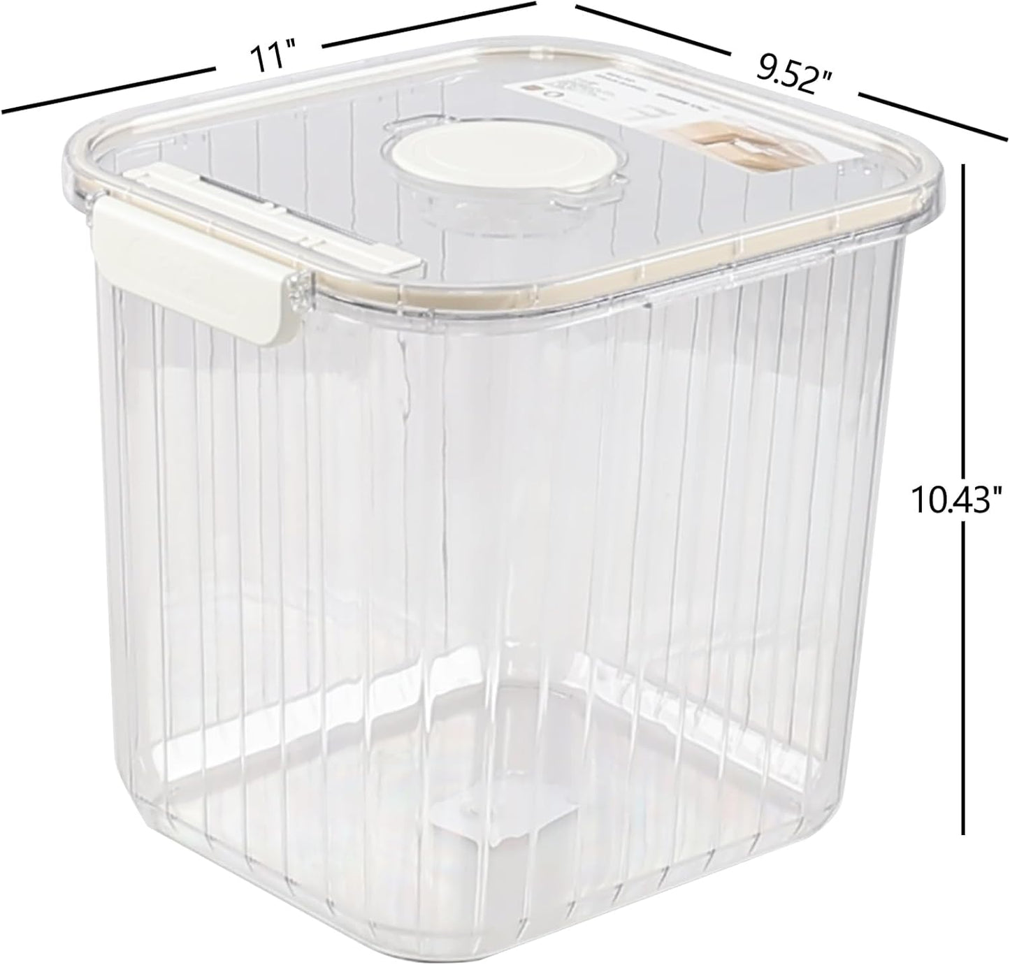22 Lbs Airtight Rice Container with Cup, Clear Food Storage Container for Dry Food, 1 Pack