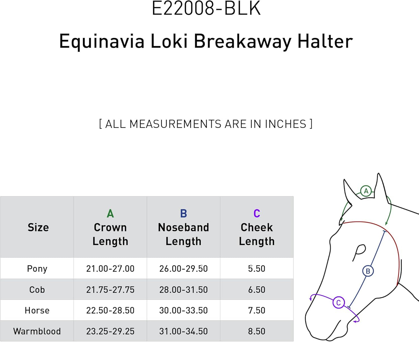 Equinavia Loki Adjustable Breakaway Horse Halter - Black - Cob