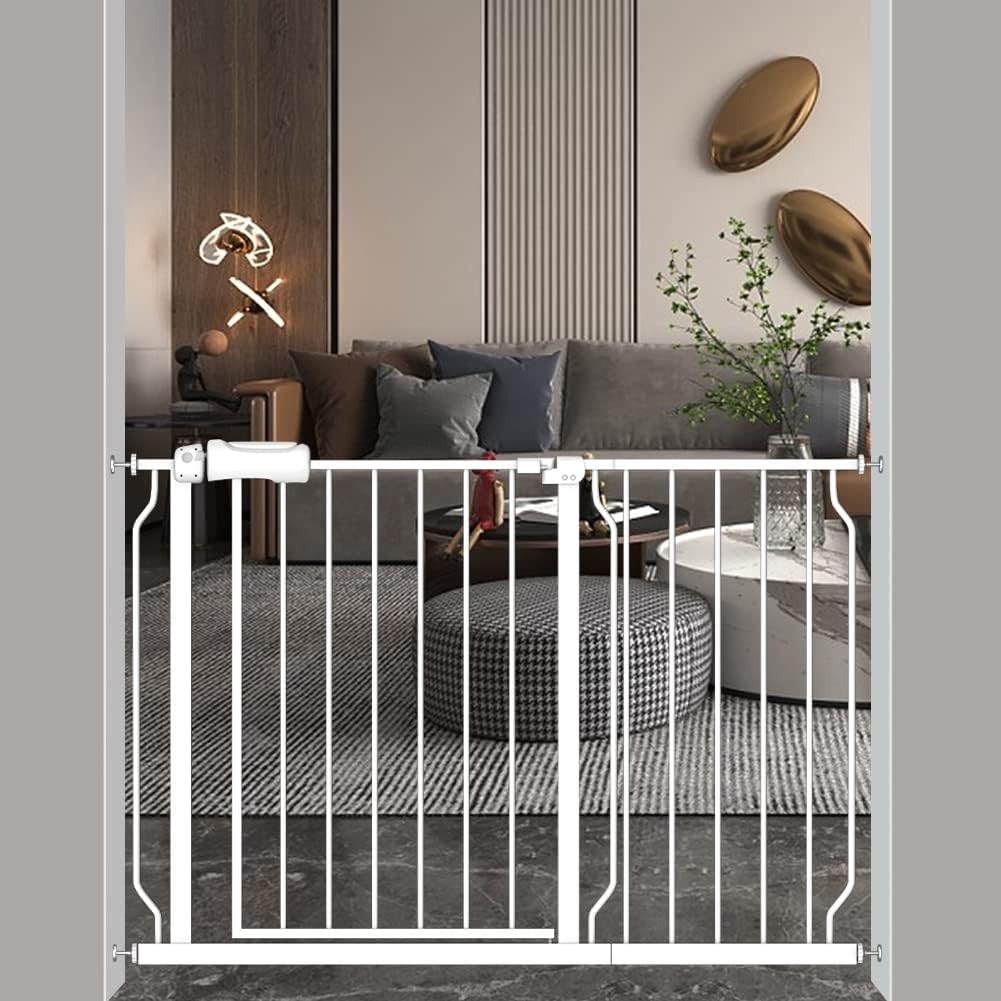 Extra Wide Baby Gate 14.17in Wide Extensions Walk Through Baby Gate Pressure Mount Auto Close Child Safety Gates (White, Extension-14.17"/36cm)