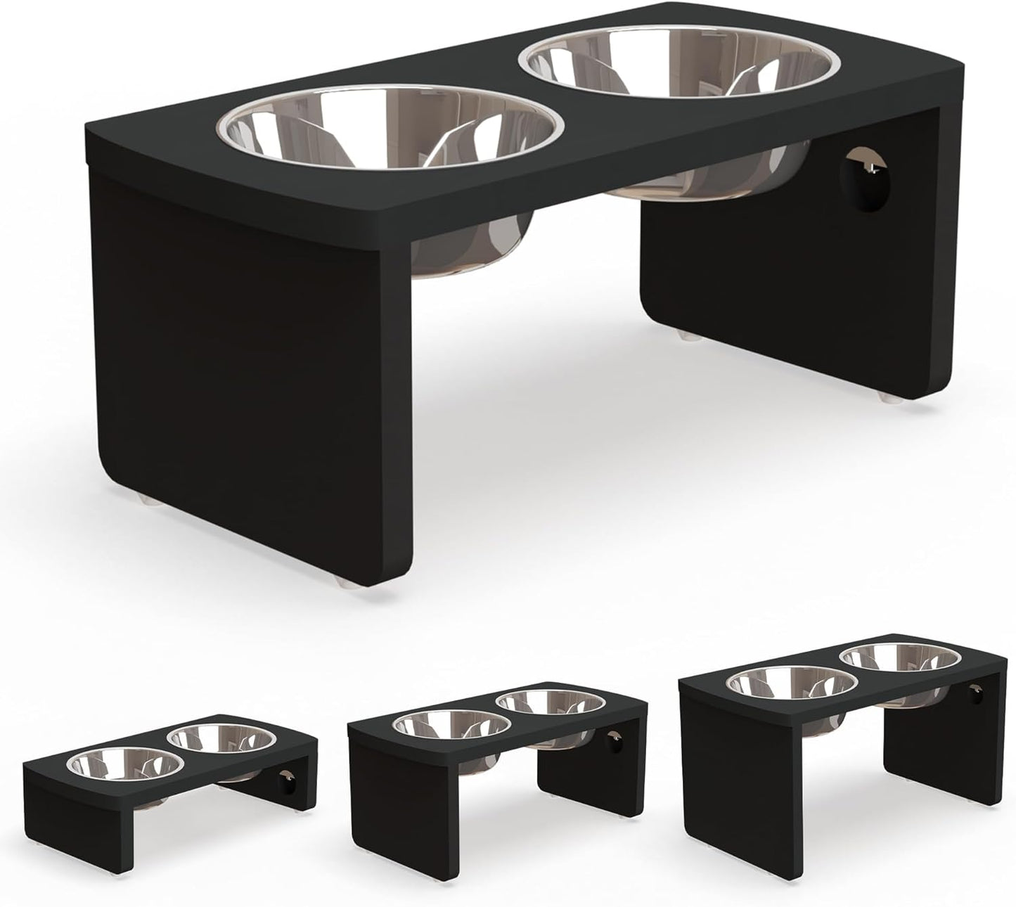 Elevated Dog Bowls, Bamboo Raised Dog Bowl for Medium Dogs, with 2 Stainless Steel Bowls (7'' Tall-30 oz Bowl)