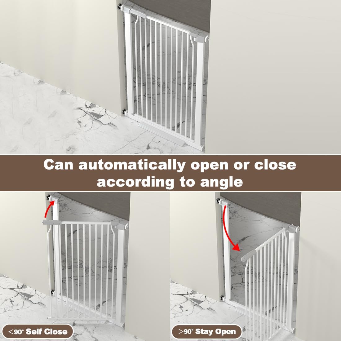 41" Extra Tall and Wide Baby Gate, 72.3-74" Wide Pet Cat Gate for Doorway, Extra Wide Pressure Mounted Child Door with Expansion Kit, Metal Safe Gate, Tall Dog Gate, White